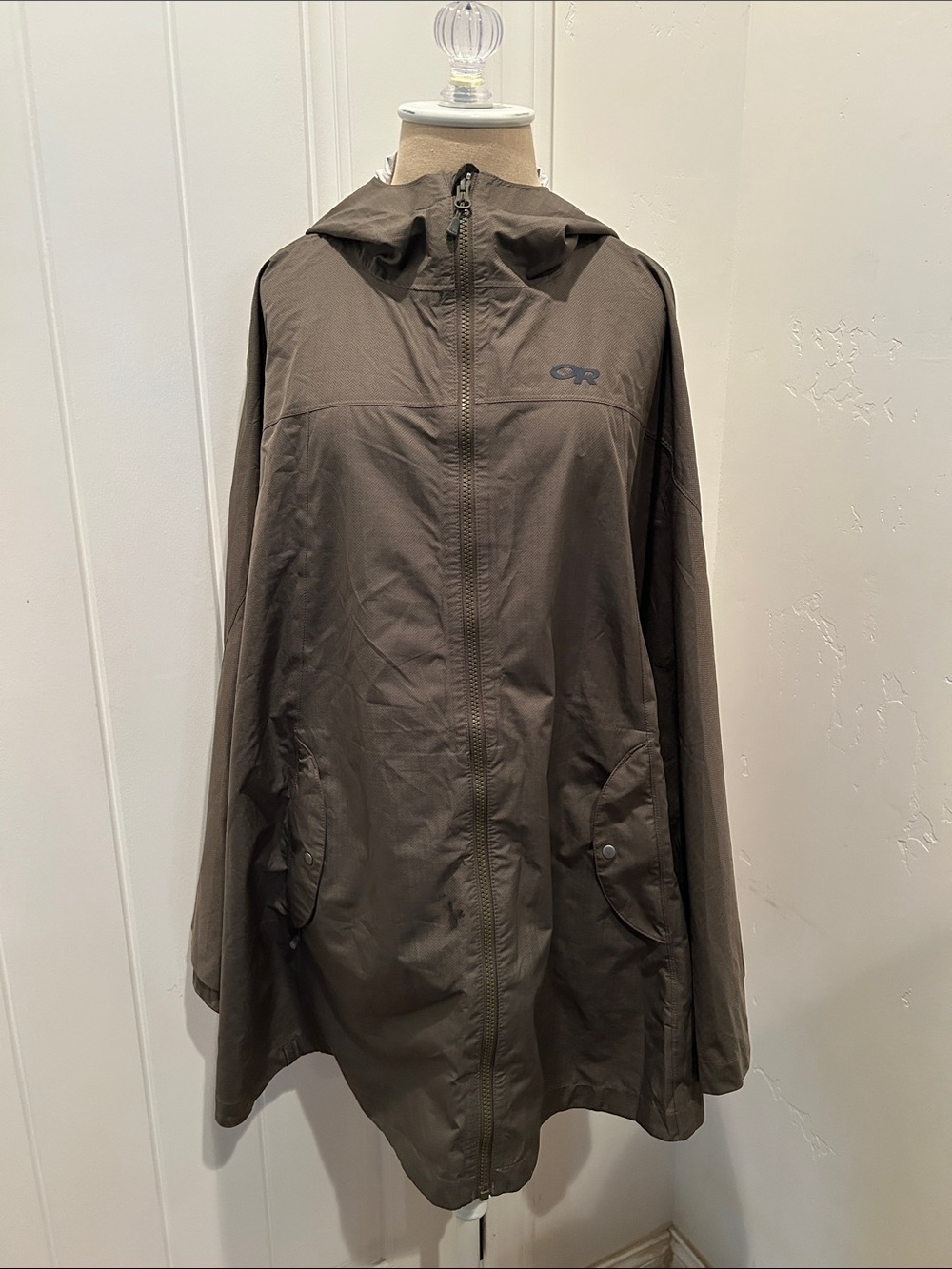 Outdoor Research Hooded Rain Cape in Olive Green